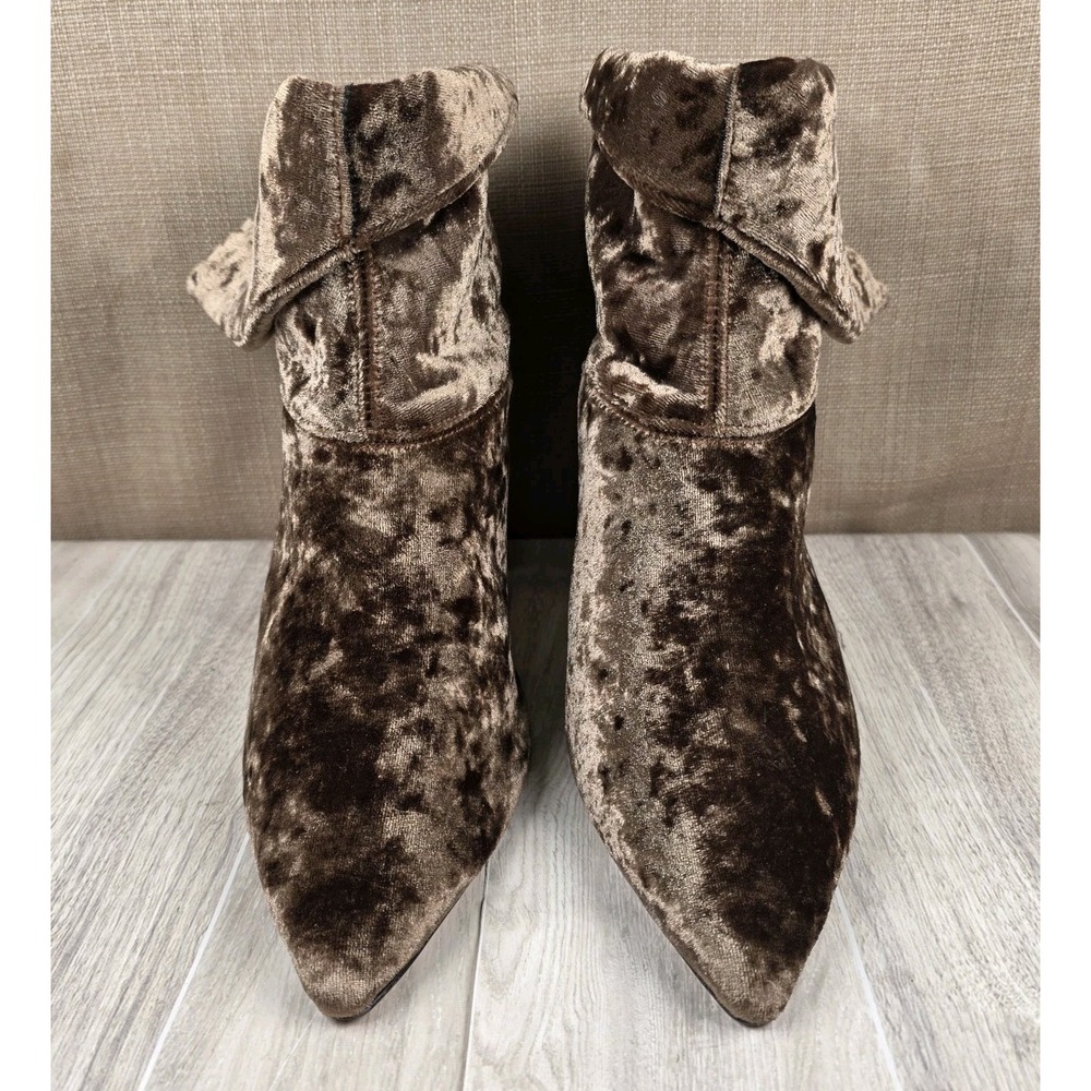Free People Crushed Velvet Moonlight Brown Ankle Boots Booties EU 41 US 9.5-10
